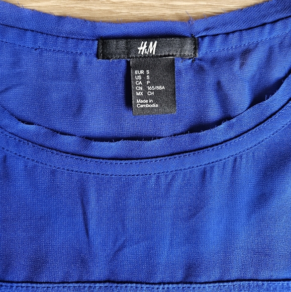 Women's Royal Blue Dark Blue Dressy Blouse Top Short Sleeve Shirt | Small - Picture 6 of 15